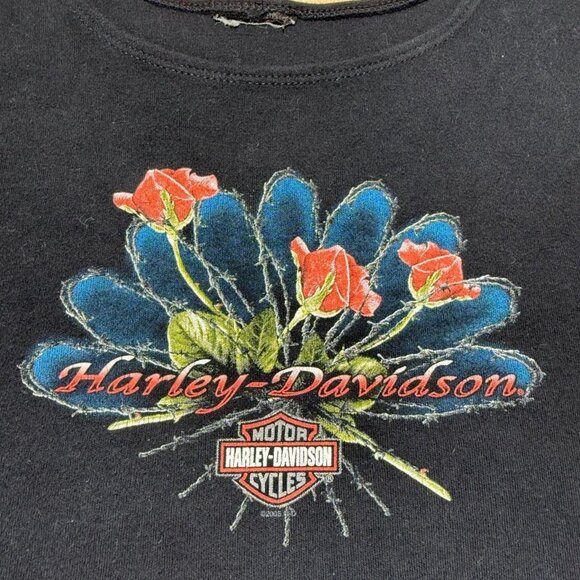 Vintage 2005 Harley Davidson Denali Wasilla Alaska Floral Edgy Tank Top - Medium - Picture 2 of 8